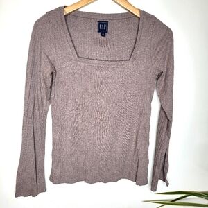 GAP square neck ribbed top with bell sleeves